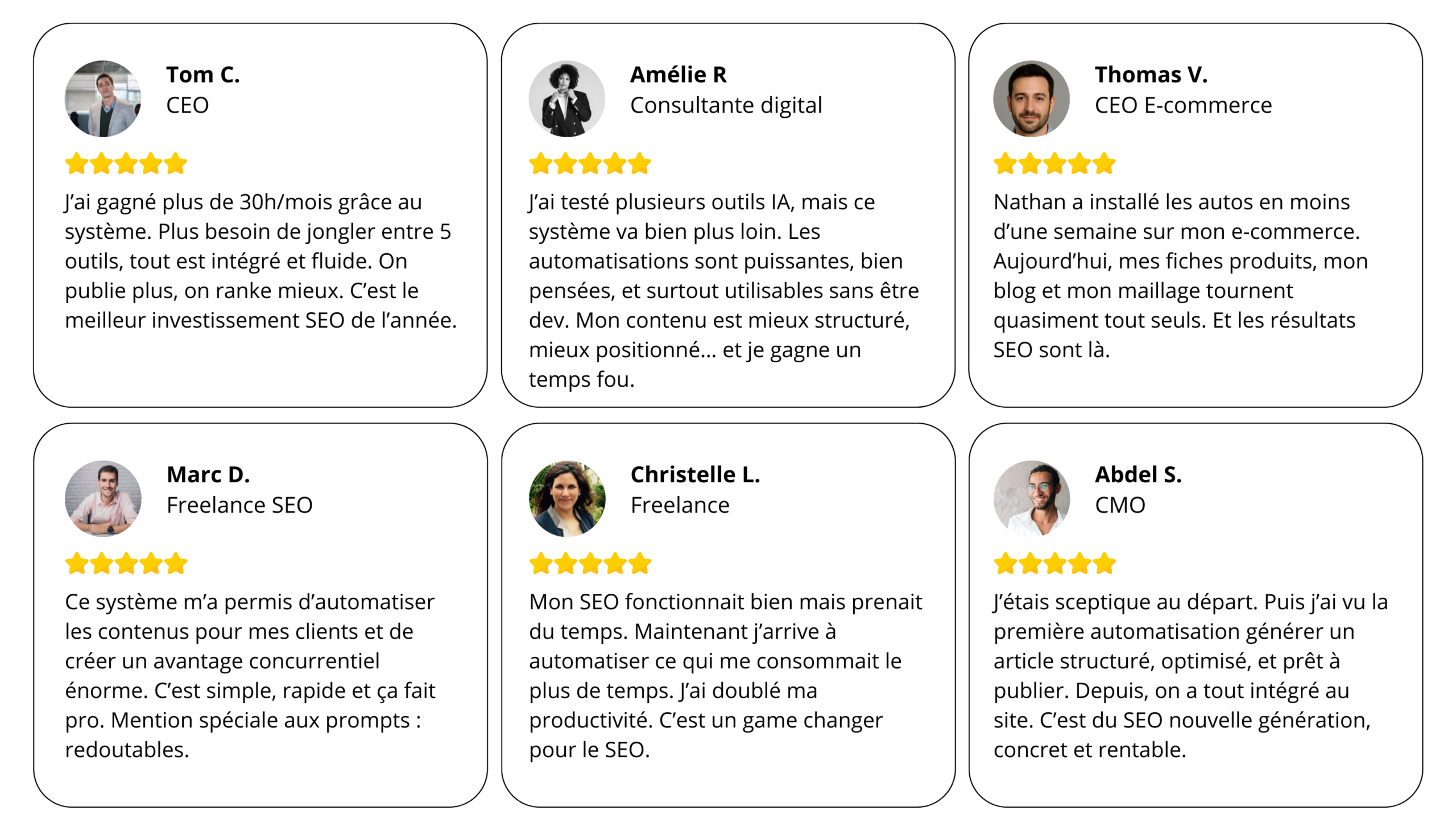 Témoignages clients SEO AI Systems