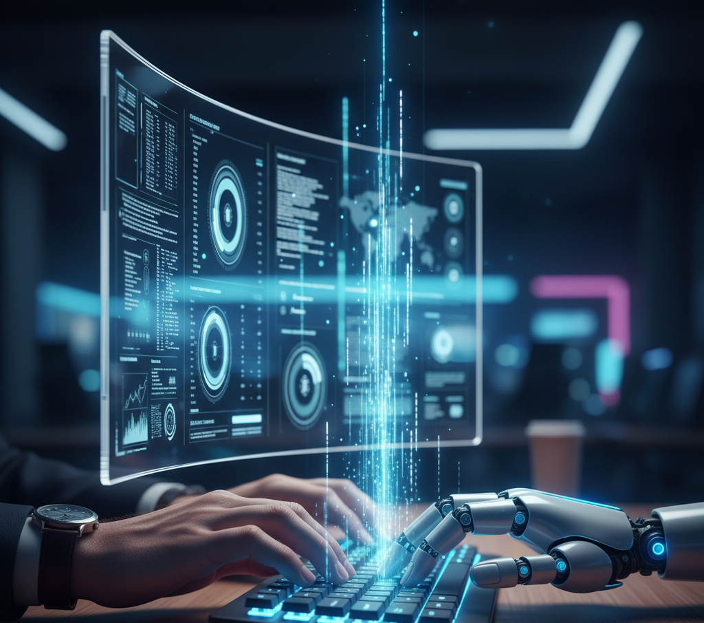 IA et humaine travaivaillant sur un article SEO