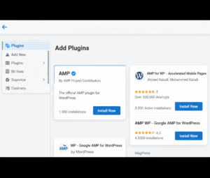 Capture d'écran  de AMP sur wordpress