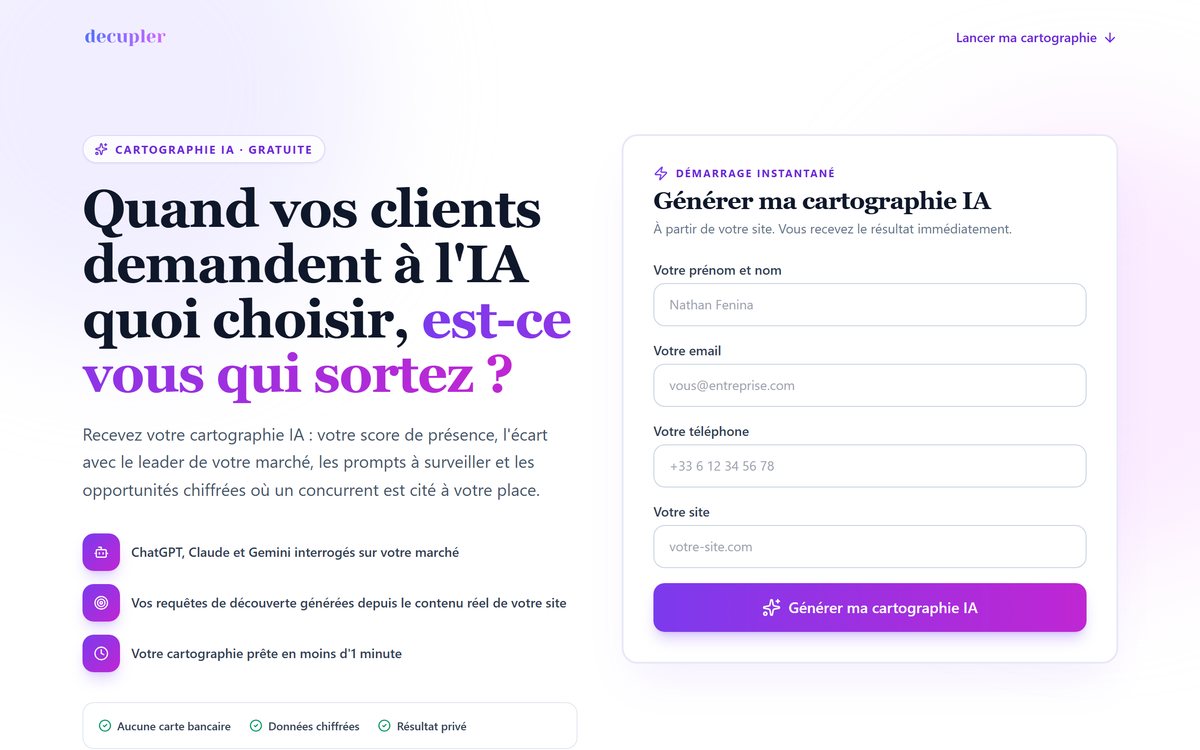 Application Décupler affichant la cartographie IA