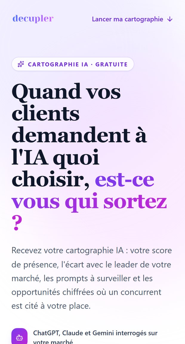Cartographie IA sur mobile dans l'application Décupler