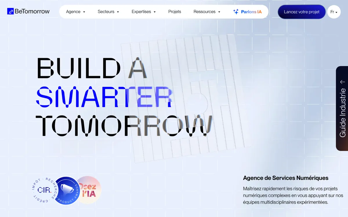 Page d'accueil du site de BeTomorrow, relevée le 20/10/2026