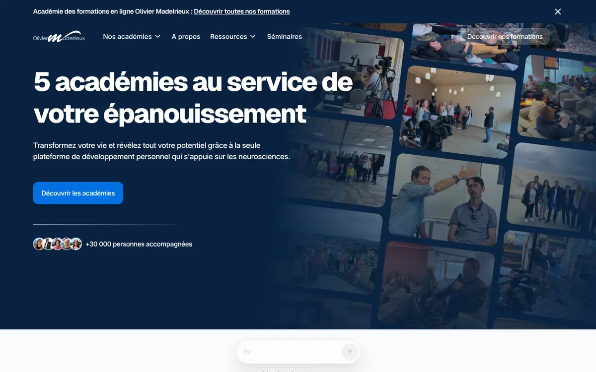 Page d'accueil du site de l'Académie Madelrieux, relevée le 20/10/2026