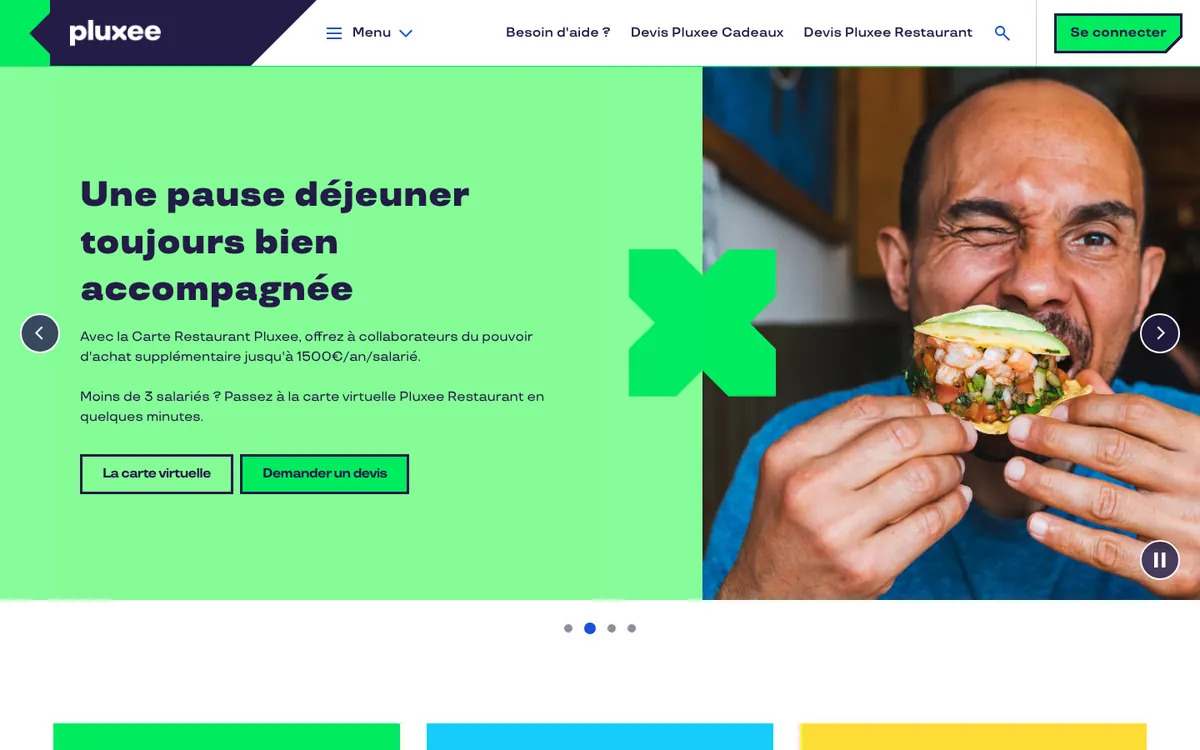 Page d'accueil du site de Pluxee, relevée le 20/10/2026