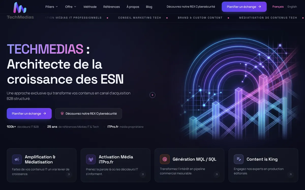 Page d'accueil du site de TechMedias, relevée le 20/10/2026